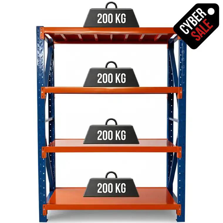 Rack Metálico Milán 200x150x50 cm 800kg Azul/Naranjo 1