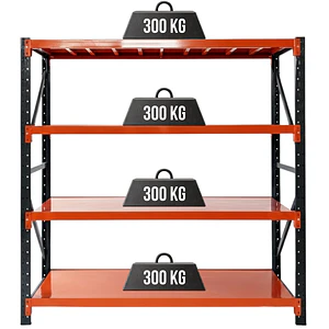 Rack Metálico Milán 200x200x60 cm 1.200kg Negro/Naranjo