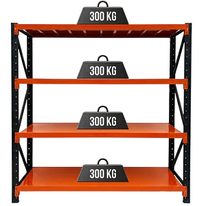 Rack Metálico Milán 200x200x60 cm 1.200kg Negro/Naranjo