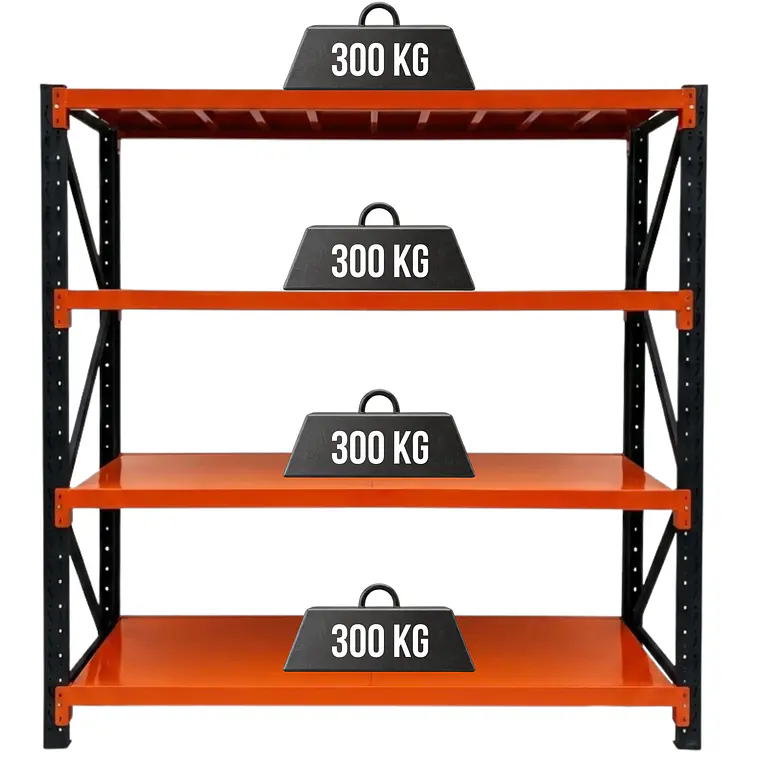 Rack Metálico Milán 200x200x60 cm 1.200kg Negro/Naranjo 1