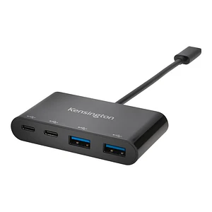 Adaptador hub Portable Kensington PocketHub, 2 x USB-B + 2 x USB-C, Negro