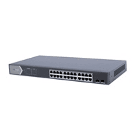 Switch POE+ Adm. 24 puertos 300mt 230W 1 Uplink 1 SFP Hikvision