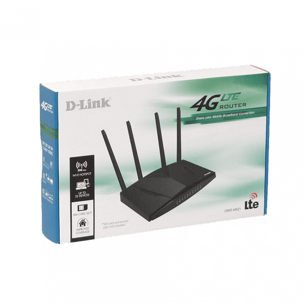 Modem D-LINK 4G/LTE-Cat4 N300-2,4GHz 4-antenas-fijas 1-Sim 4-100 1-WAN 1-USB 7