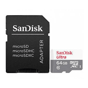 Tarjeta de Memoria MicroSDHC SanDisk 64GB Ultra, UHS-I (Class 10 / Speed Class 1), Adaptador SD