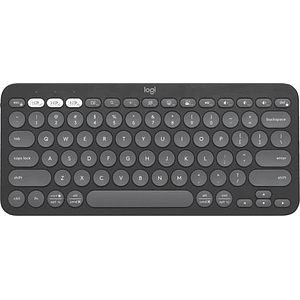 Teclado Bluetooth® Pebble Keys 2 K380s, Estilizado y minimalista con teclas personalizables, Grafito