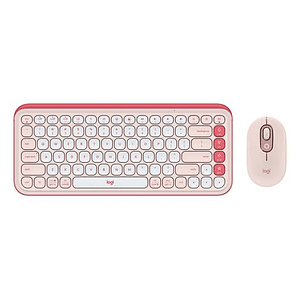Kit Teclado y Mouse Inalámbricos Logitech POP Icon Combo - Rosado y Blanco Crudo Español (QWERTY)