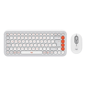 Kit Teclado y Mouse Inalámbricos Logitech POP Icon Combo - Blanco Crudo y Naranja Español (QWERTY)
