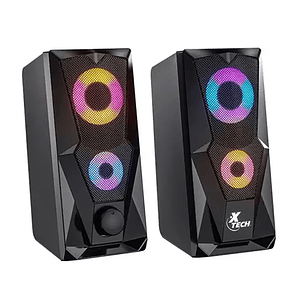 Parlantes estéreo multimedia de 2.0 canales con luces LED Xtech XTS-131 FireShot