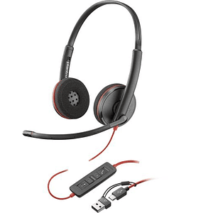 Audífonos Poly Blackwire 3220 con Adaptador USB-C/A