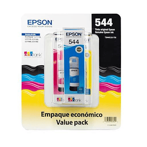 Pack de 3 Botellas de Tinta Original Epson T544, Amarillo - Cian - Magenta, 65ml