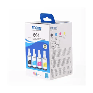 Pack de 4 Botellas de Tinta Original Epson EcoTank T664520, 70 ml, Negro-Cian-Magenta-Amarillo