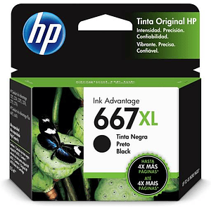 Cartucho de Tinta HP 667XL Negro – Alto Rendimiento y Calidad Original 3YM81AL