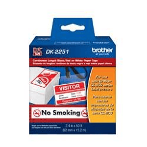 Cinta de papel continua Brother DK2251, Negro/rojo sobre blancovlongitud 2,4