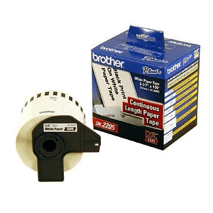 Cinta Brother Papel Continuo - DK2205 Negro sobre Blanco, 62mm x 30.4m