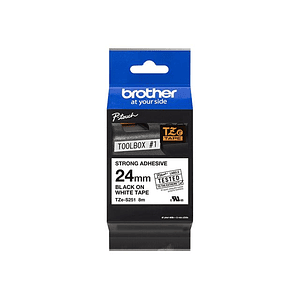 Cinta laminada superadhesiva Brother Texto negro sobre fondo blanco TZE-S251