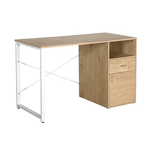 Escritorio de 1 Nivel con Gabinete XTech, Hasta 40kg, Color Madera Beige