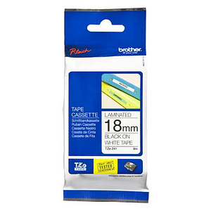 Cinta laminada. Texto negro sobre fondo blanco. Ancho: 18 mm. Longitud: 8 m Brother TZe241