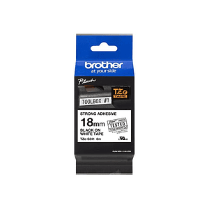 Cinta Brother TZES241 Negro sobre Blanco, 18mm