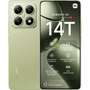 Smartphone Liberado Xiaomi 14T Lemon Green, 12GB RAM, 512GB, Cámara Leica, Pantalla 144Hz, 5000mAh