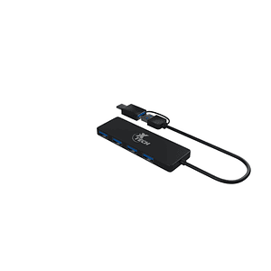 Hub USB de 4 Puertos Xtech XTC-390, USB 3.0, Entrada USB 3.0/USB-C, Black