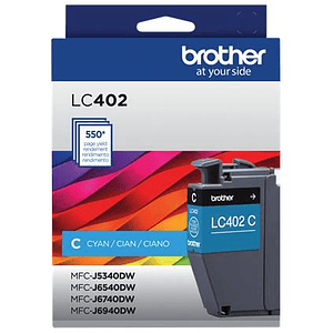 Cartucho de Tinta Original Brother LC402CS, Rendimiento 550 Páginas, Cian