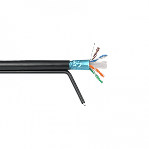 UTP CAT6 EXTERIOR-PE CU 300MT F/UTP  C/PORTANTE  NEGRO UNIFILAR LINKMADE