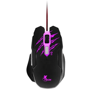 Mouse Óptico Xtech XTM-610, 6 Botones, 3200DPI, Wired, USB, Negro con Iluminación