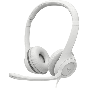 Audífonos con Micrófono Logitech H390, Micrófono c/ Supresión de Ruido, Blanco Crudo