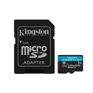 Memoria microSD Kingston Canvas Go! Plus 1TB microSD V30 + Adaptador SD