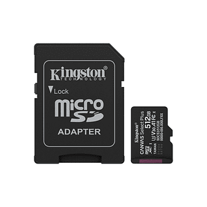 Tarjeta MicroSDXC 512GB Kingston SDCS3 Canvas Select Plus 100MB/s Clase 10 A1 + Adaptador SD