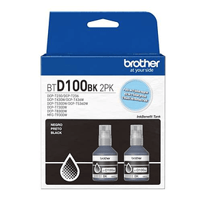 Pack 2 botellas de tinta original Brother BTD100BK color negro – mayor rendimiento y nitidez