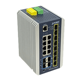Switch PLANET 8-1000-PoE+ 8-SFP-2.5G 4-SFP-10G Riel-DIN Switch Indust req-48V