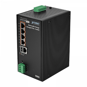 PLANET Switch Adm 5-1000-PoE+ CargaSolar PV24-45V/120W req-Bat24V Rdin