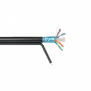 Cable Exterior LINKMADE Cat6 F/UTP Negro con Portante PE 100mt Unifilar