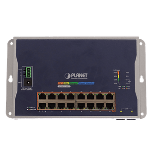 Switch PLANET 16-1000-PoE+ 2-SFP 240W Switch Indust Admin Riel-DIN 48/54VDC