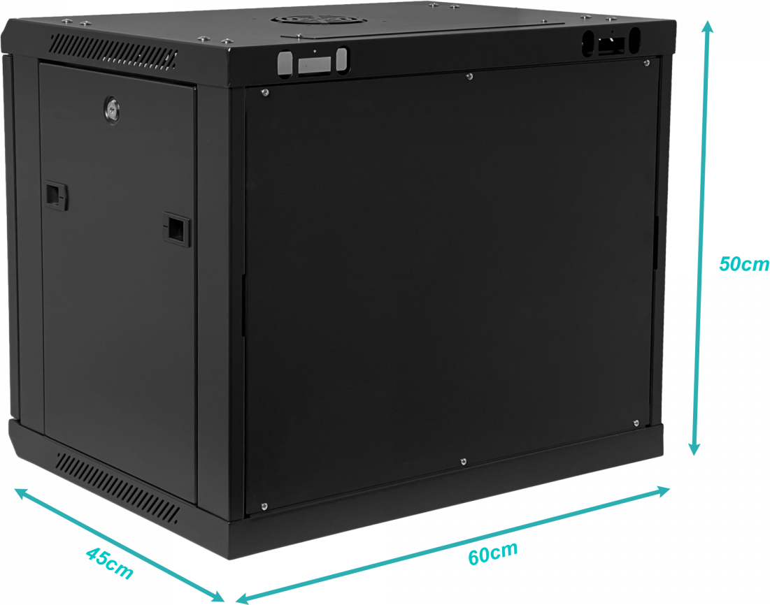 Rack  9U 45CM-Fondo Gabinete Rack Pared Muro Negro Linkmade 3