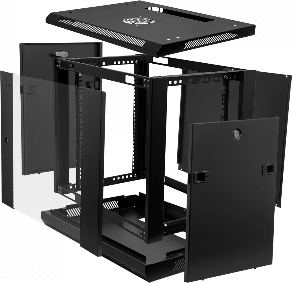 Rack  9U 45CM-Fondo Gabinete Rack Pared Muro Negro Linkmade 2