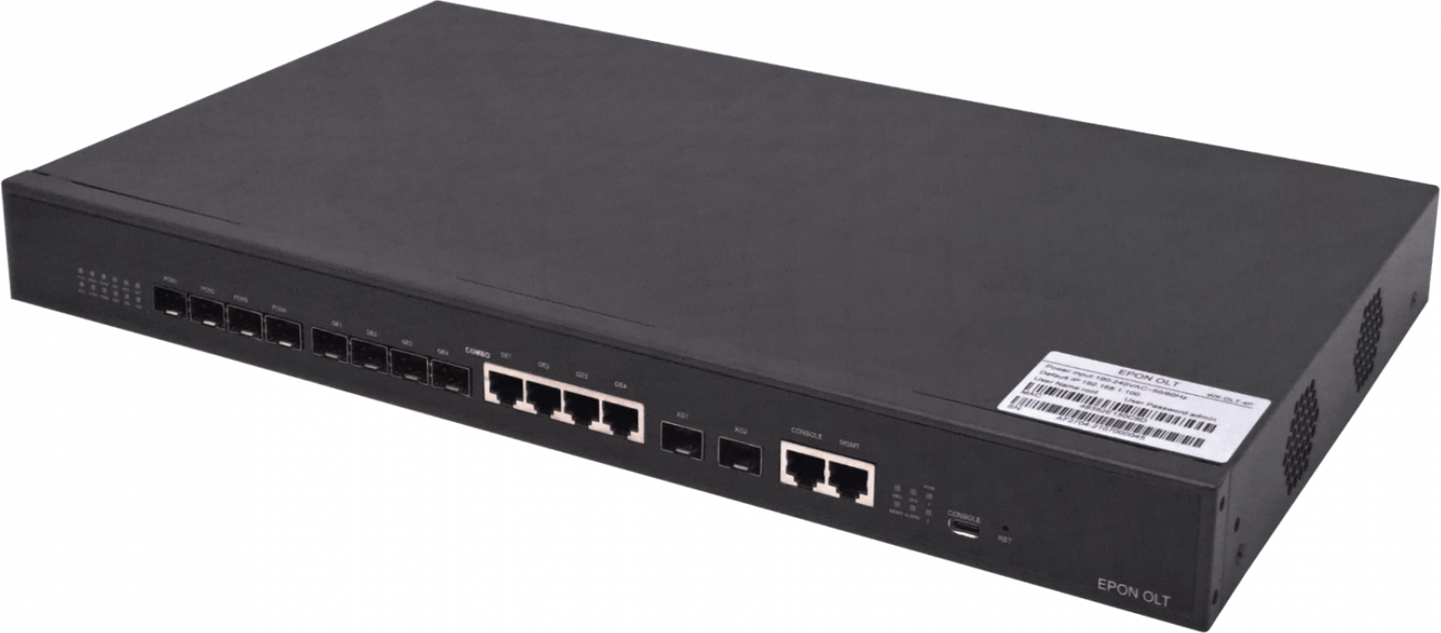 OLT WOLCK 4-EPON-SFP OLT 4-1000 4-SFP 1U-Rack RJ45-RS232-Console RJ45-MGMT 1