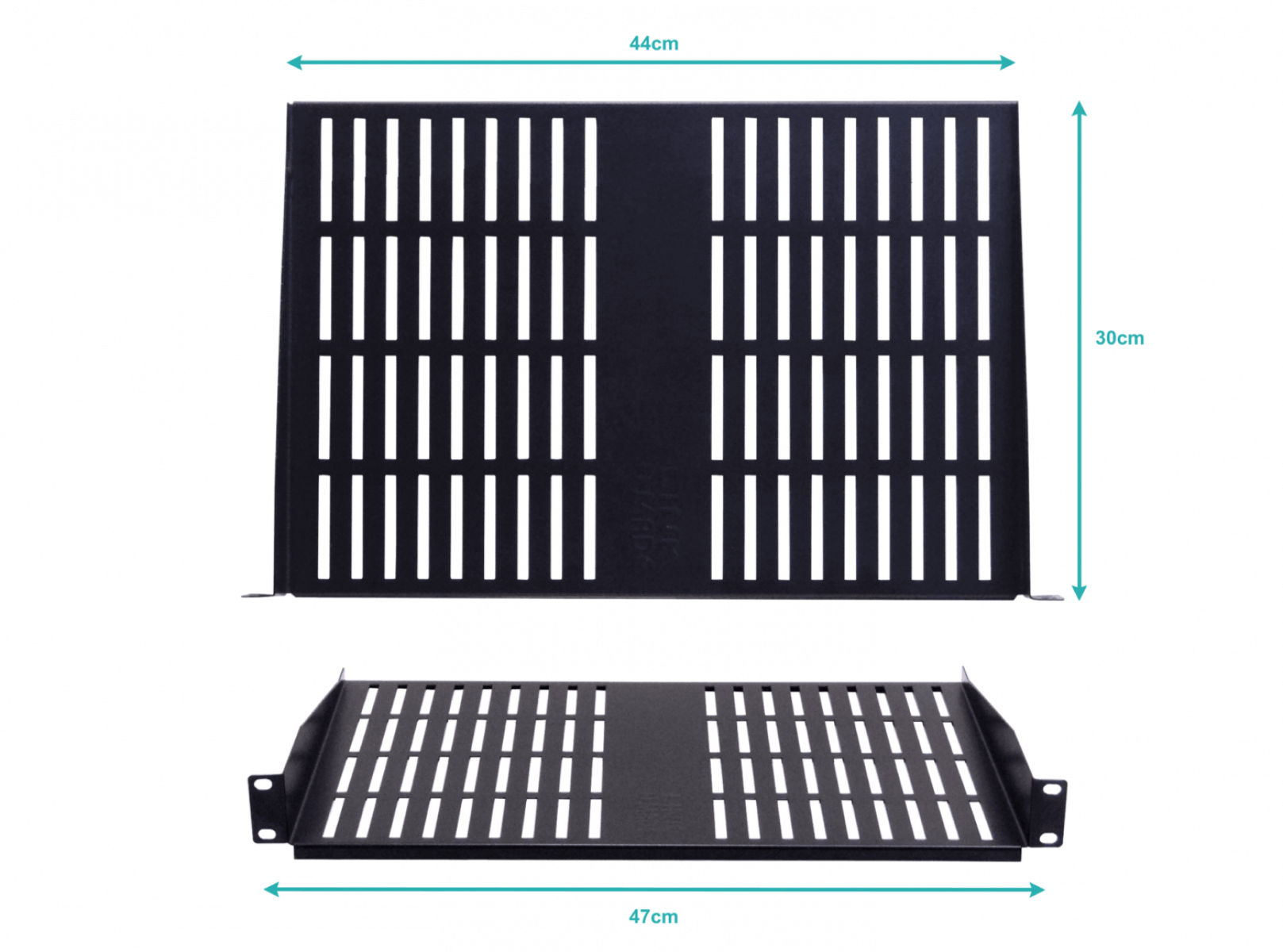 Bandeja Ventilada  1U para Rack, Fondo 30cm, Negra, Requiere Tornillos 3