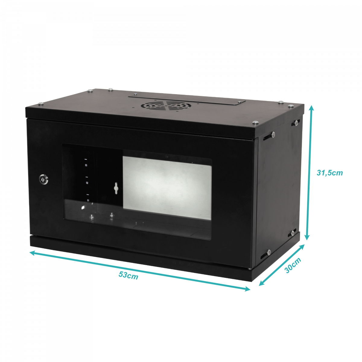 Rack 6U Desarmado 30cm-Fondo-Vacio Gabinete19P Pared inc2U 4