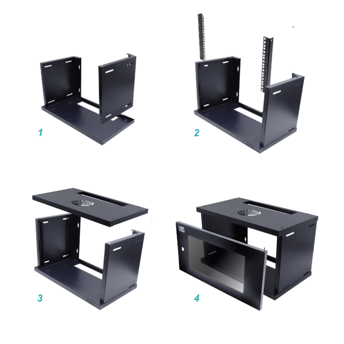 Rack 6U Desarmado 30cm-Fondo-Vacio Gabinete19P Pared inc2U 5