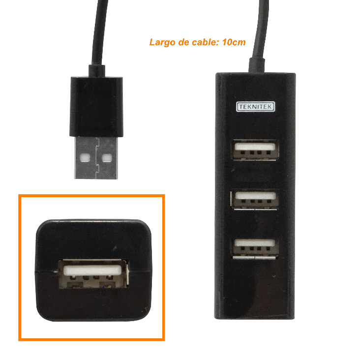 Adaptador USB HUB 4-USB-2.0 Cable-10cm 480mbps 2