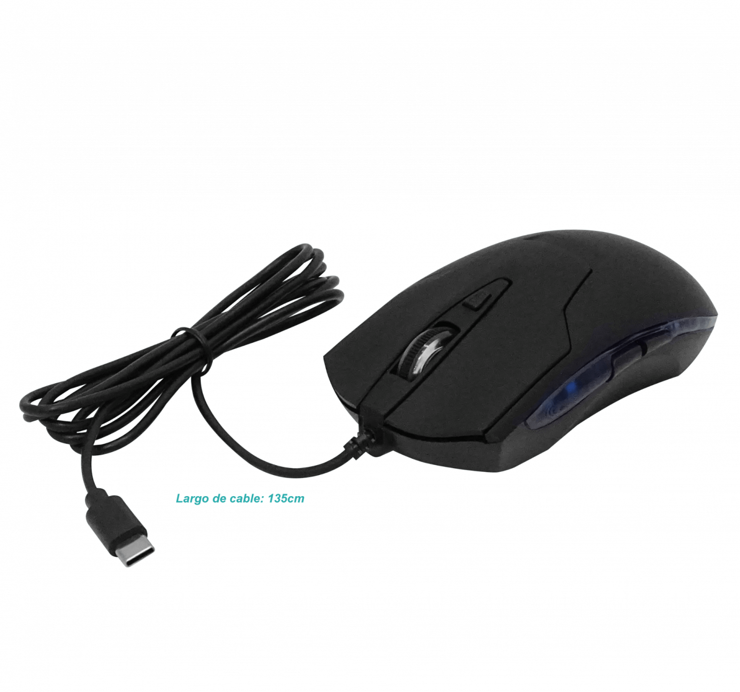 Mouse Type-C Cableado-135cm Negro Raton Clic-Silencioso 2