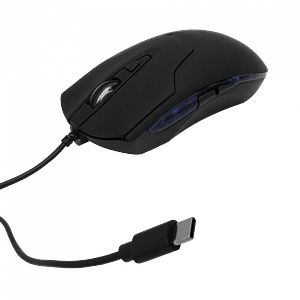 Mouse Type-C Cableado-135cm Negro Raton Clic-Silencioso
