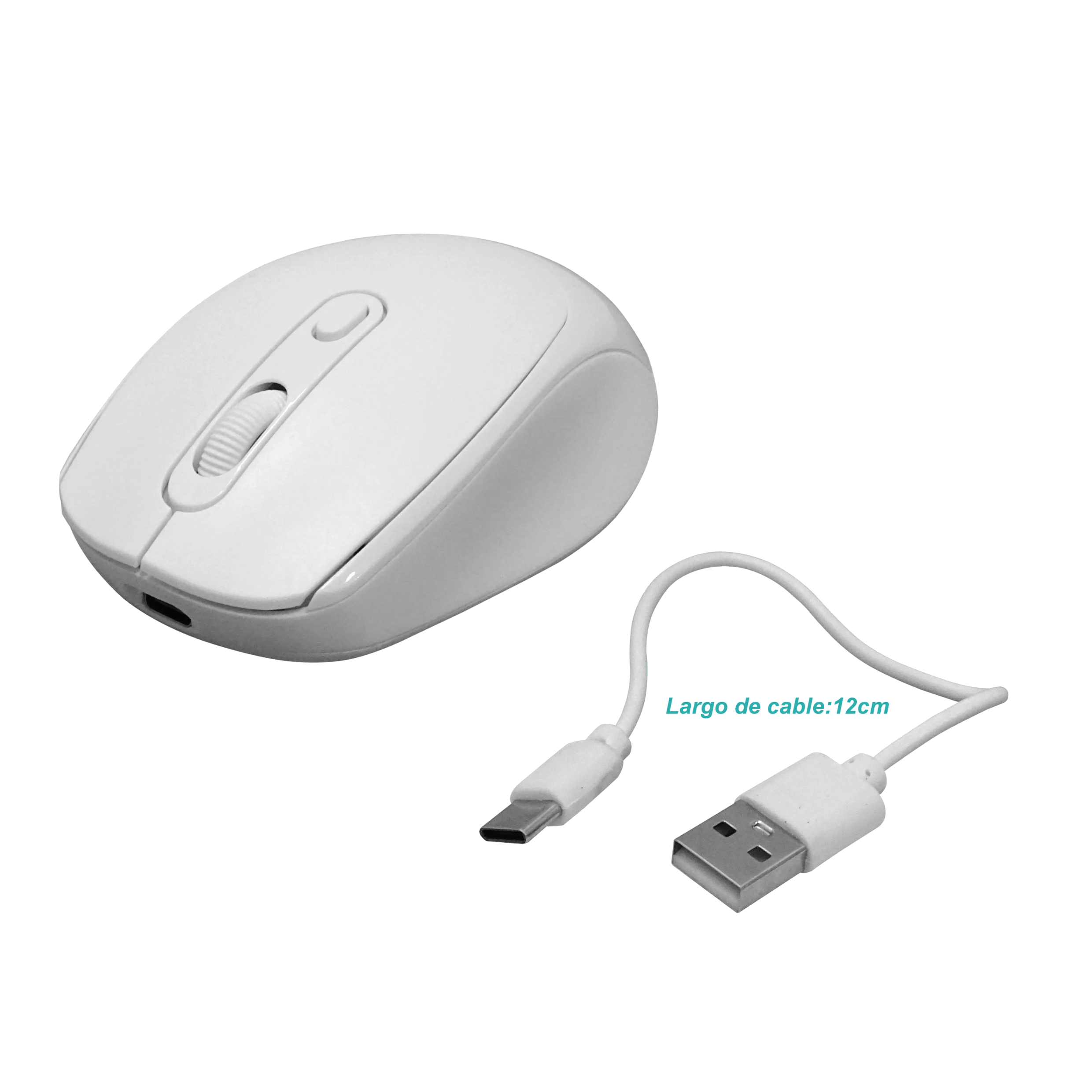 Mouse Blanco USB Inalmbrico 2,4GHz Bateria interna recargable inc/USB 4