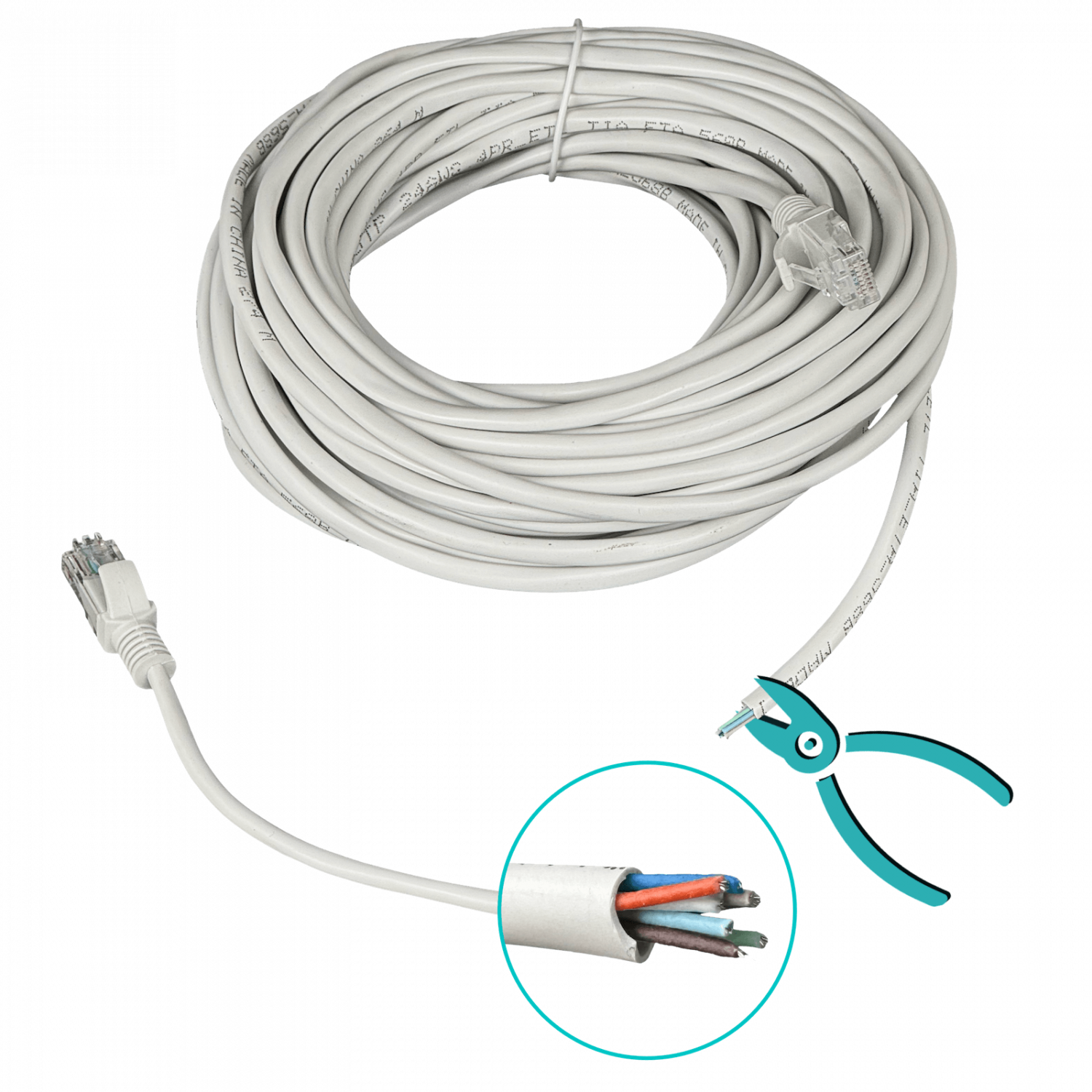 Cable Patch  Cat5e 15mt Gris CCA Inyectado Multifilar 4