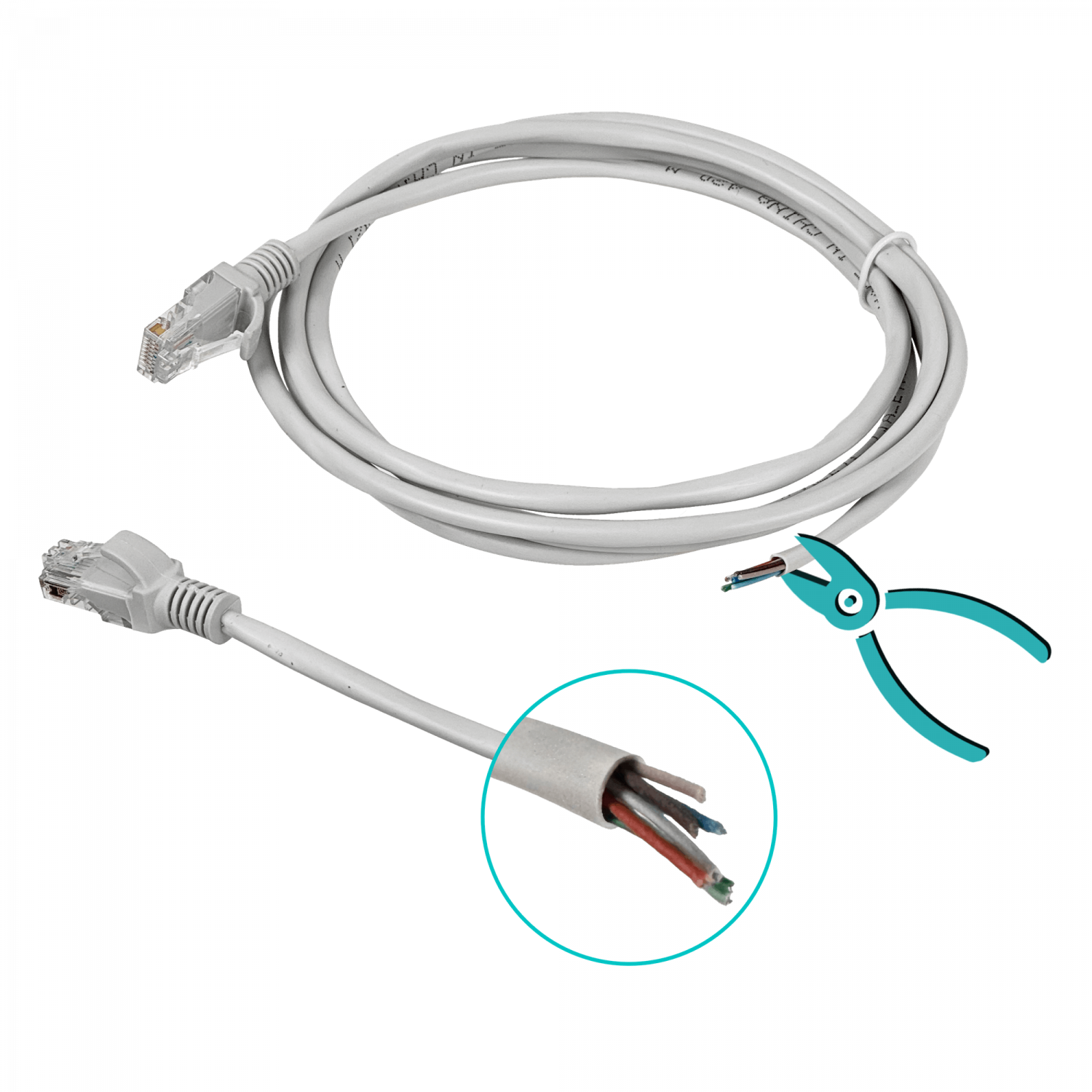 Cable Patch  RJ45 2mt Gris CCA Inyectado Multifilar Cat5e Aleacion 4