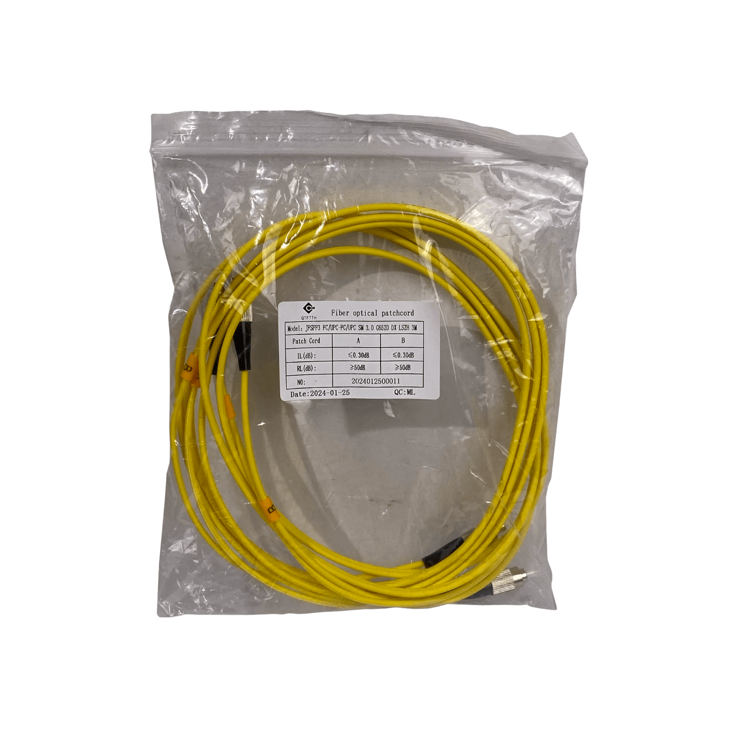 Jumper MonoModo SM Duplex 3mt FC/UPC-FC/UPC  Cable Fibra 9/125um 3mm 2