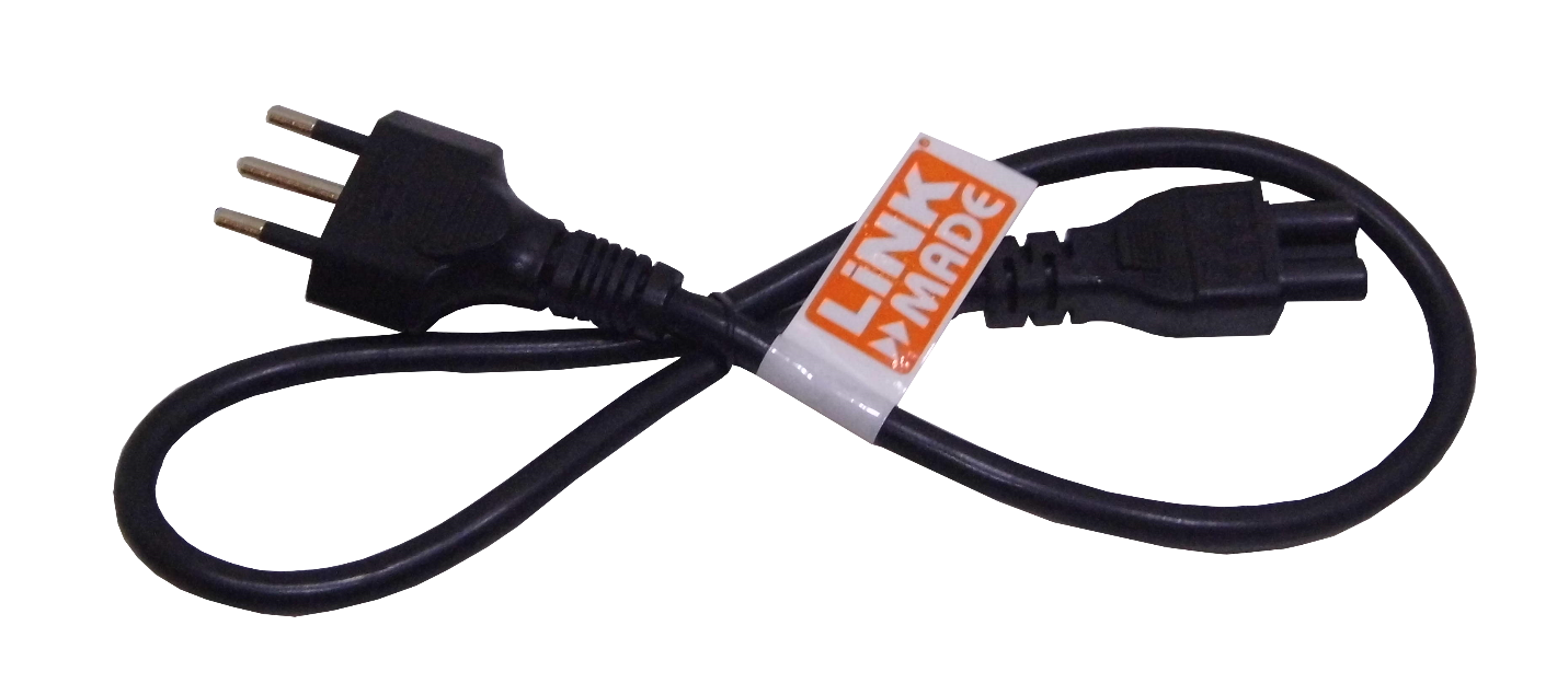 Cable 0,6mt Negro Trebol-C5-Hembra Chile-Macho Cable Poder 6A 3x0,75mm2 60cm 1