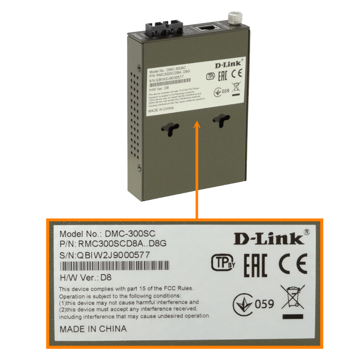 Convertidor de Medios D-Link 100Mbps SC Multimodo 850nm hasta 2km 7